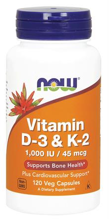 Now Foods <br> Vitamin D-3 & K-2 Veg Capsules